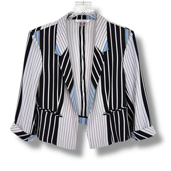 Peter Nygard Jackets & Blazers - Nygard blazer jacket women's M open front striped cropped career office nautical